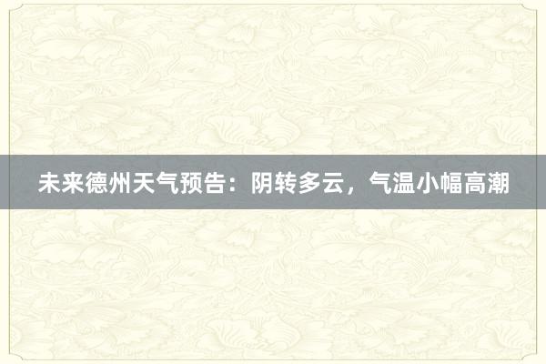 未来德州天气预告：阴转多云，气温小幅高潮